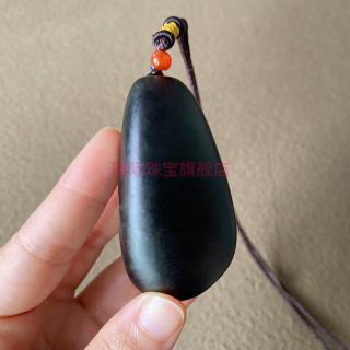 雾易德和田玉黑皮原石吊坠玉石挂件男女款玉坠籽玉毛衣链吊坠