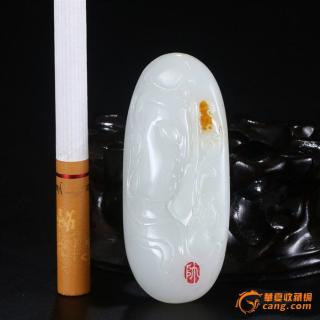 和田玉白玉籽料韩帅大师作品37g如意观音挂件