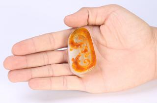 和田玉白玉龙凤呈祥挂件42g【三礼玉器】